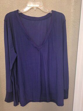 Lululemon Purple Oversized Loose Semi Sheer Long Sleeve V Neck Tunic Shirt 12